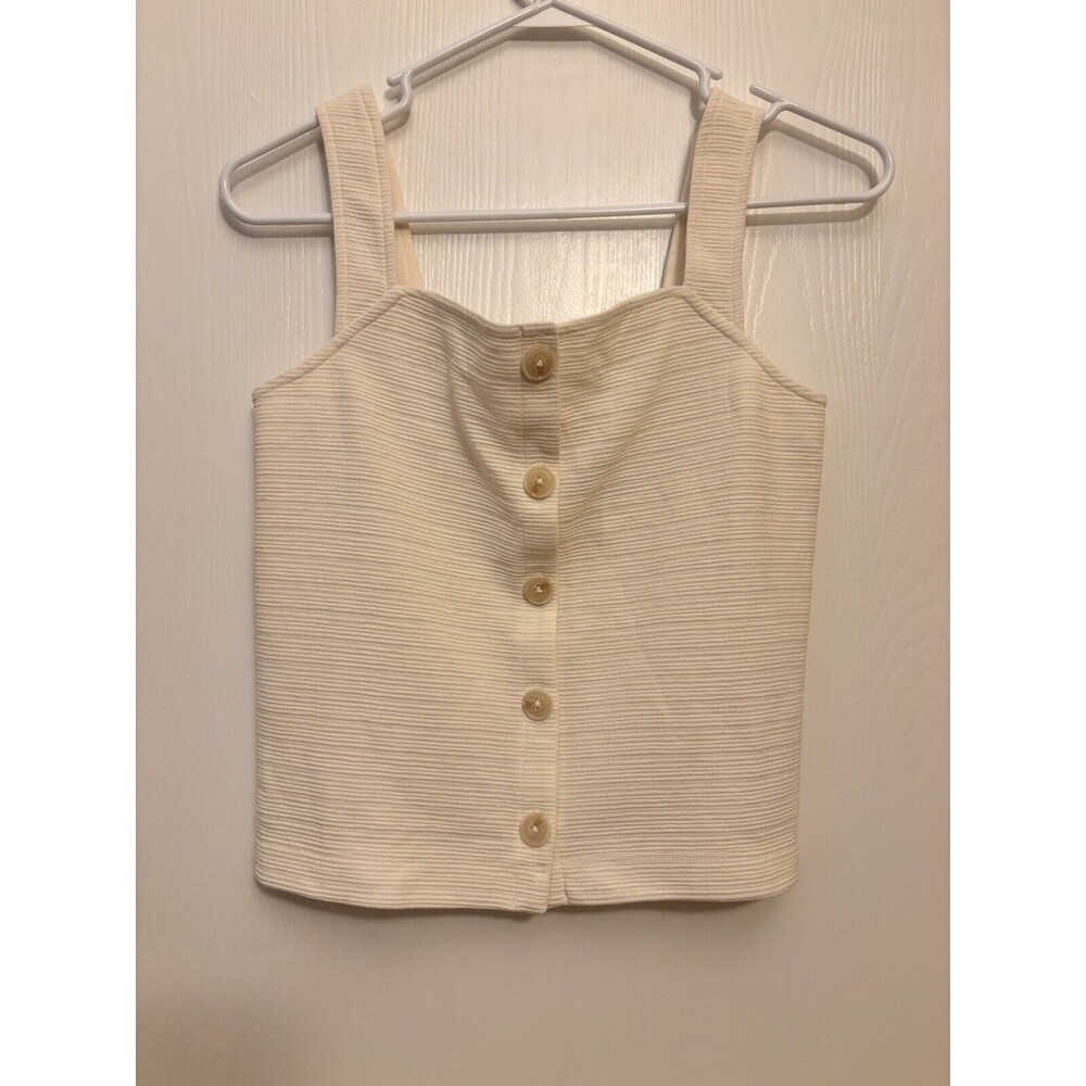 J.Crew Women's Ivory Cream Tank Top with Buttons Size XXS